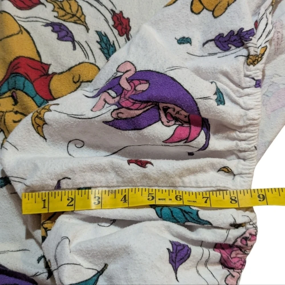 Vintage Disney Winnie The Pooh Twin Fitted Sheet Cotton Flannel Piglet Kites
